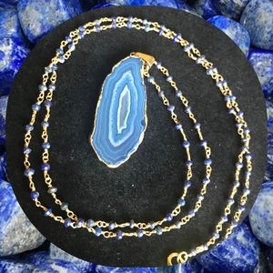 Blue Agate Rosary Necklace